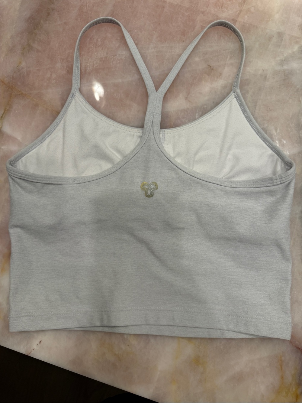 Aritzia Light Gray Racerback Crop Tank with Subtle Logo